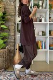 Charli Honeycomb Oversized Turtle Knit Chocolate